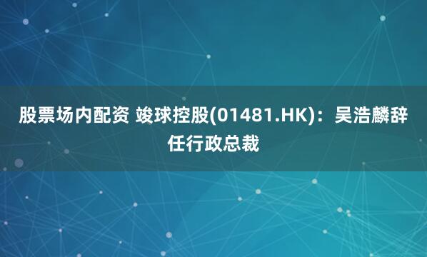 股票场内配资 竣球控股(01481.HK)：吴浩麟辞任行政总裁